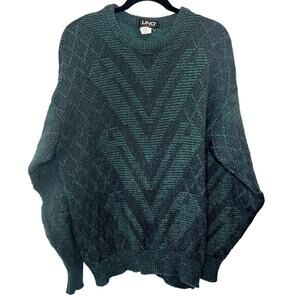 Vintage UNO Florence men's grandpa dad sweater green black charcoal Size Large